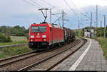 Kesselzug mit 185 232-6 DB durchfährt den Hp Zscherben auf der Bahnstrecke Halle–Hann.