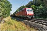 185 242-5 ist mit einen Eaos Zug am 05.08.2020 im Haunetal unterwegs.