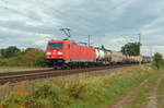 Mit einem Bertschi-Containerzug rollte 185 370 am 24.09.20 durch Jeßnitz Richtung Bitterfeld.