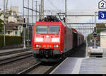 DB - Lok 185 138-5 mit Güterzug bei der durchfahrt im Bahnhof Wohlen/AG am 07.10.2020