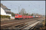 DB 185219-3 ist hier am 19.3.2021 um 11.02 Uhr in Hiddenhausen Schweicheln mit einem gemischten Güterzug in Richtung Bielefeld unterwegs.