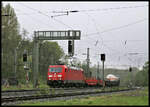 DB 185386-3 erreicht hier mit einem gemischten Güterzug am Haken auf der Fahrt in Richtung Osnabrück am 11.5.2021 um 13.51 Uhr den Bahnhof Lengerich.