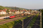 185 317 mit gemischtem Güterzug am 02.07.2021 am Eszetsteg in Stuttgart.