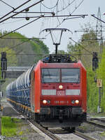 Die Elektrolokomotive 185 001-5 war Anfang Mai 2021 in Lintorf zu sehen.