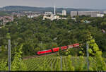 Keine halbe Minute später bahnt sich am Stuttgarter Schnarrenberg ein gemischter Gz mit 185 039-5 Richtung Kornwestheim an.