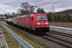185 386-0 mit eine KLV durch Sulzbach gen Weinheim.22.02.2022