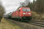 185 226-8 0 mit einem gemischten Güterzug im Haunetal,09.02.2022