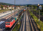 185 175 mit KT in Richtung Kornwestheim am 06.08.2022 am Eszetsteg in Stuttgart.