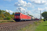 Zusammen mit 185 015 schleppte 185 365 am 29.09.22 einen gemischten Güterzug durch Greppin Richtung Dessau.