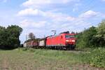185 027-0 (DB) mit einem gemischten Güterzug in Ratingen Lintorf, 18. Mai 2022