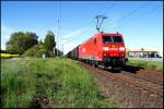 185 198-9 mit FE 45504 von Seddin nach Sassnitz-Mukran am 14.05.2009 kurz hinter Samtens.