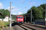 185 264-9 durchfuhr am 15.07.2010 mit FZT 61505 Paderborn - Brilon den Bahnhof Willebadessen.