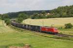 185 242 mit einem Güterzug am 06.07.2011 bei Edlhausen.