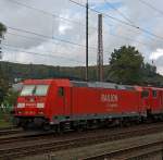 185 286-2 der Railion Logistics abgestellt am 18.09.2011 im Bahnhof Kreuztal.