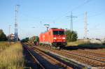 185 245-8 mit dem DB SCHENKERhangartner Zug in Satzkorn Richtung Golm unterwegs.