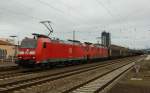 185 029-6 und 185 025-4 ziehen an 03.01.2012 einen gemischten Güterzug durch Kaiserslautern