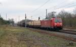 185 309 zog am 09.04.12 einen gemischten Güterzug durch Burgkemnitz Richtung Wittenberg.