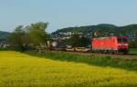 185 164-1 ist mit einem gemischten Güterzug am 03.05.2012 bei Lützelsachsen