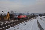 185 369 + 358 mit Güterzug im letzten Licht des 02.02.2012 bei Pölling