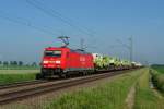 185 255 mit einem Güterzug am 04.06.2011 unterwegs bei Stephansposching.