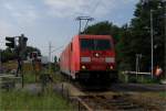 185 301 in der nördlichen Verbindungskurve von Delitzsch-West zum unteren Bahnhof,  09.08.2012