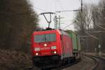 185 203-7 DB Schenker Rail bei Michelau am 05.01.2013.