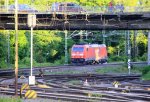 185 312-6 von Railion kommt von einer Schubhilfe aus Richtung Gemmenicher Tunnel zurück nach Aachen-West in der Abendsonne am 24.5.2013.