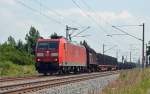 185 056 zog am 09.07.13 einen recht überschaubaren Güterzug durch Greppin Richtung Dessau.