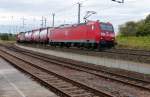 185 040-3 mit Güterzug aus Richtung Eichenberg im Bahnhof Wolkramshausen 04.10.2013