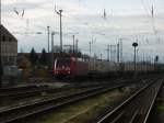 Am 22.12.2013 kam 185 053 mit einem DB Schenkerzug durch Stendal und fuhr weiter in Richtung Magdeburg.