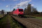 DB Schenker 185 216-9 mit gemischten Güterzug am 17.01.14 bei Hanau West auf der KBS 640 