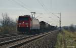 185 378-7 mit einen gemischten Güterzug Richtung Norden am 11.03.14 bei Thüngersheim.