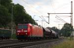 185 145-0 am Morgen des 19.06.14 mit einem gemischten Güterzug durch Bad Kösen in Richtung Großheringen/Camburg.