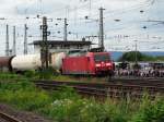 DB Schenker Rail 185 112-0 mit gemischten Güterzug am 14.06.14 in Koblenz Lützel von einen Öffentlichen Fotopunkt aus Fotografiert