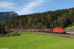 185 125 mit Güterzug am 14.10.2014 bei Arth Goldau.
