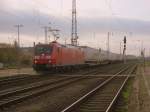 Am 09.11.2014 kam 185 011 mit einem DB Schenkerzug aus Richtung Wittenberge nach Stendal und fuhr weiter in Richtung Magdeburg.