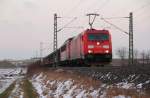 185 312-6 DB Schenker Rail und 155 148-0 bei Reundorf am 06.02.2015.