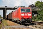 185 011-4 am 11.07.2014 mit einem Redbull Zug nach Bludenz (A) in Orschweier.
