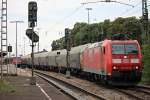 Ausfahrt am 23.07.2014 von 185 029-6 mit dem EZ 44281 (Mulhouse Ville (F) - Offenburg Gbf) in Müllheim (Baden).