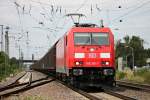 185 316-7 am 23.07.2014 mit einem Redbull-Zug nach Bludenz in Müllheim (Baden).