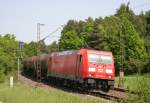 185 343 mit XP 47961 (Maschen Rbf–Passau Grenze) am 22.05.2014 zwischen Laaber und Deuerling