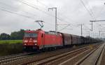 185 350 zog am 17.10.15 einen langen gemischten Güterzug durch Rodleben Richtung Magdeburg.