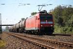 Am 27.09.2014 bespannte die 185 027-0 den 44281 (Mulhouse Ville - Offenburg Gbf), als sie durch die Gleisanlagen von Orschweier irhem Ziel entgegen fuhr.