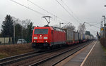185 264 schleppte am 19.03.16 einen Zug des kombinierten Verkehrs durch Glaubitz Richtung Dresden.