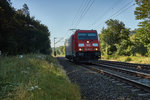 185 393-6 ist am 20.07.16 auf dem Weg in Richtung Bebra bei Burghaun unterwegs.