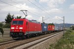 185 259 mit Güterzug bei Muckendorf - Wipfling am 29.07.2016.