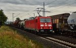 185 387-8 ist mit einen gemischten Güterzug am 09.08.16 in Richtung Norden bei Harrbach unterwegs.