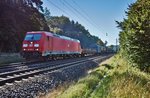 185 366-2 ist am 24.08.16 mit einen gemischten Güterzug in Richtung Bebra unterwegs abgelichtet bei Burghaun.