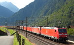 185 115-3 und drei weitere 185 fahren am 11.09.2016 die Gotthard-Nordrampe bei Silenen hinunter
