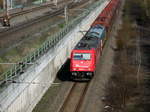 Am 02.04.2017 kam die 185 604&266 004 mit einem leeren Kohlezug aus dem Güterbahnhof Stendal und fuhr in Richtung Hannover.